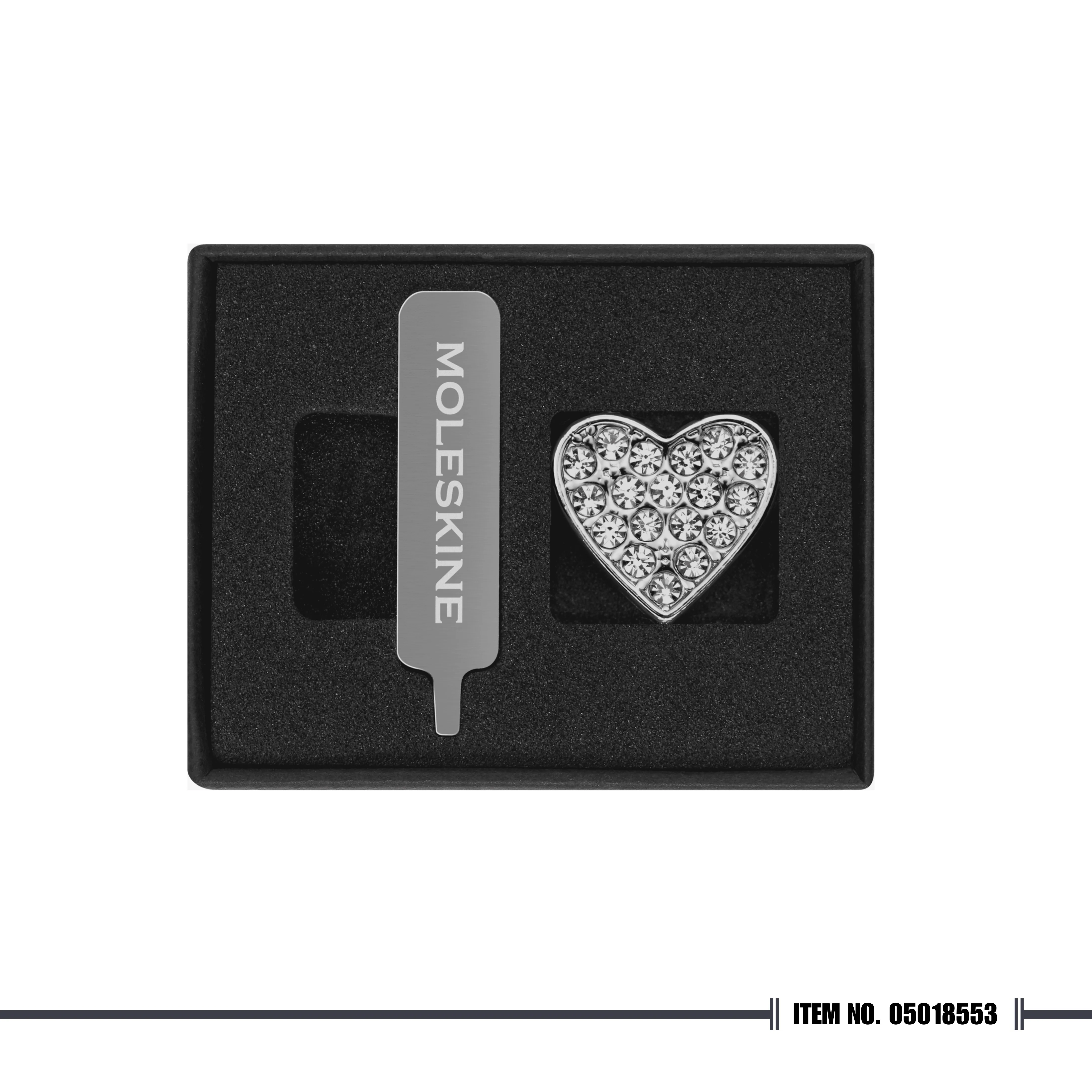 Moleskine Heart Crystal Pin - Silver